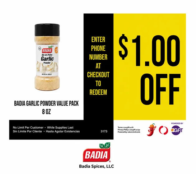 Badia Garlic Powder coupon